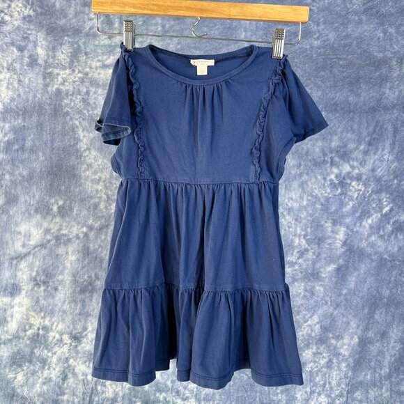 Girls Navy Blue Crewcut Tiered Dress Sz 5 - Picture 1 of 4